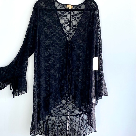 Black Lace Sheer Cover-Up size 2X Whimsigoth - Picture 2 of 5